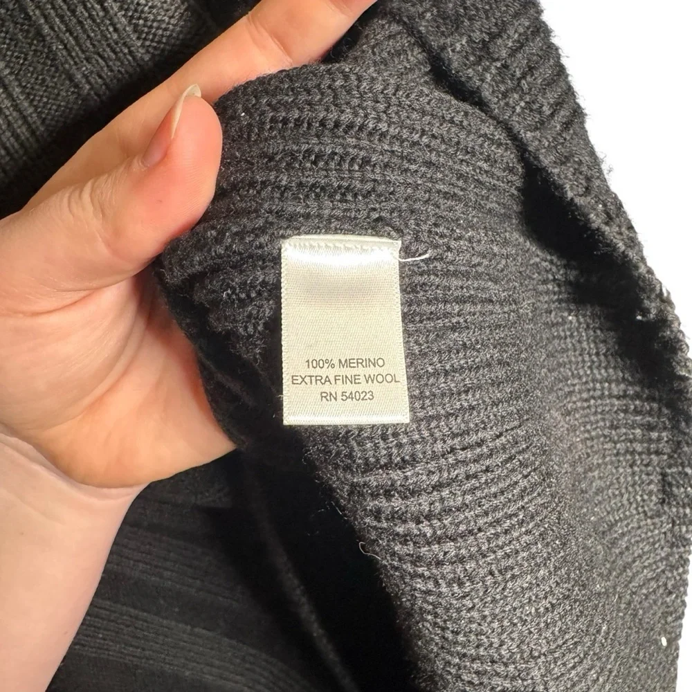 Banana Republic Men's Henley Sweater Merino Wool Ribbed Cowl Neck Black Size XL